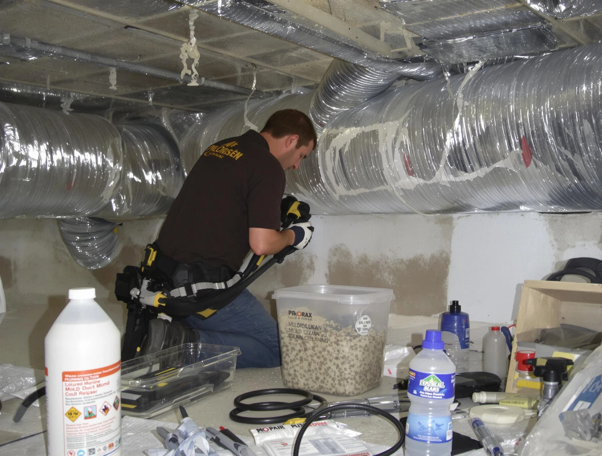 Salt Lake City Air Duct Cleaning specialist performing professional mold removal from air ducts in Salt Lake City