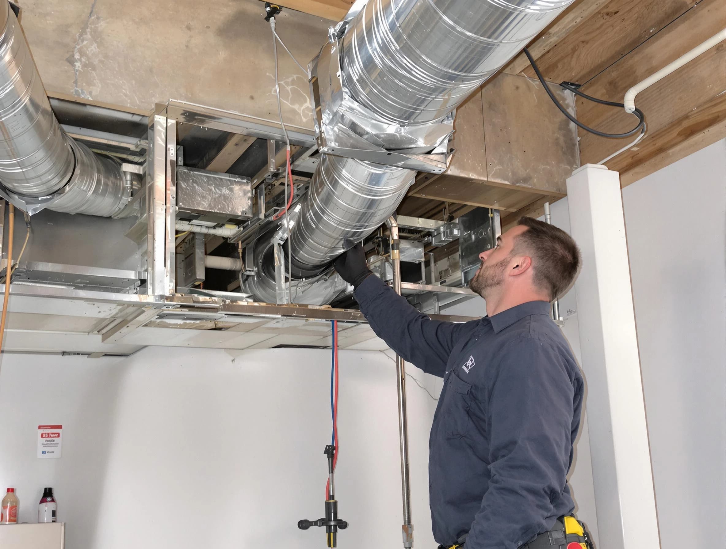 Salt Lake City Air Duct Cleaning technician performing professional air duct repair using specialized tools in Salt Lake City