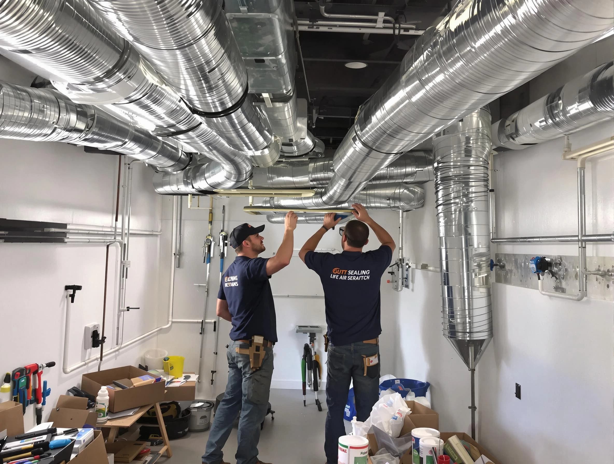 Salt Lake City Air Duct Cleaning technician applying professional duct sealing solutions in Salt Lake City