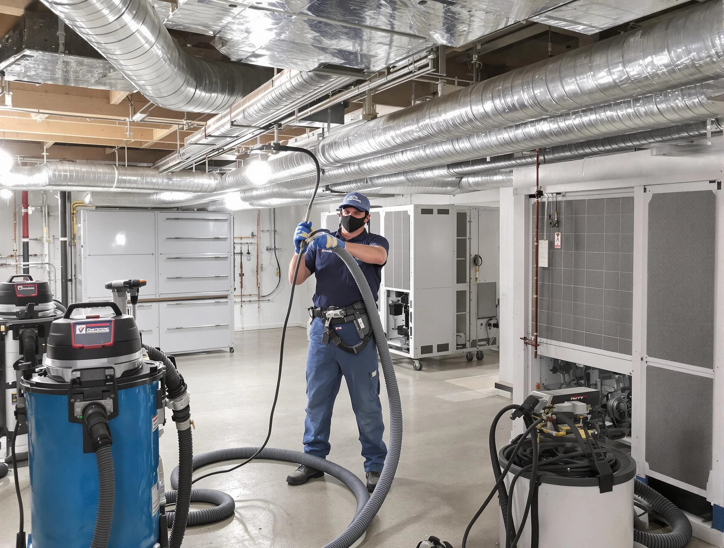 Salt Lake City Air Duct Cleaning specialist performing thorough central air duct cleaning for improved system efficiency in Salt Lake City