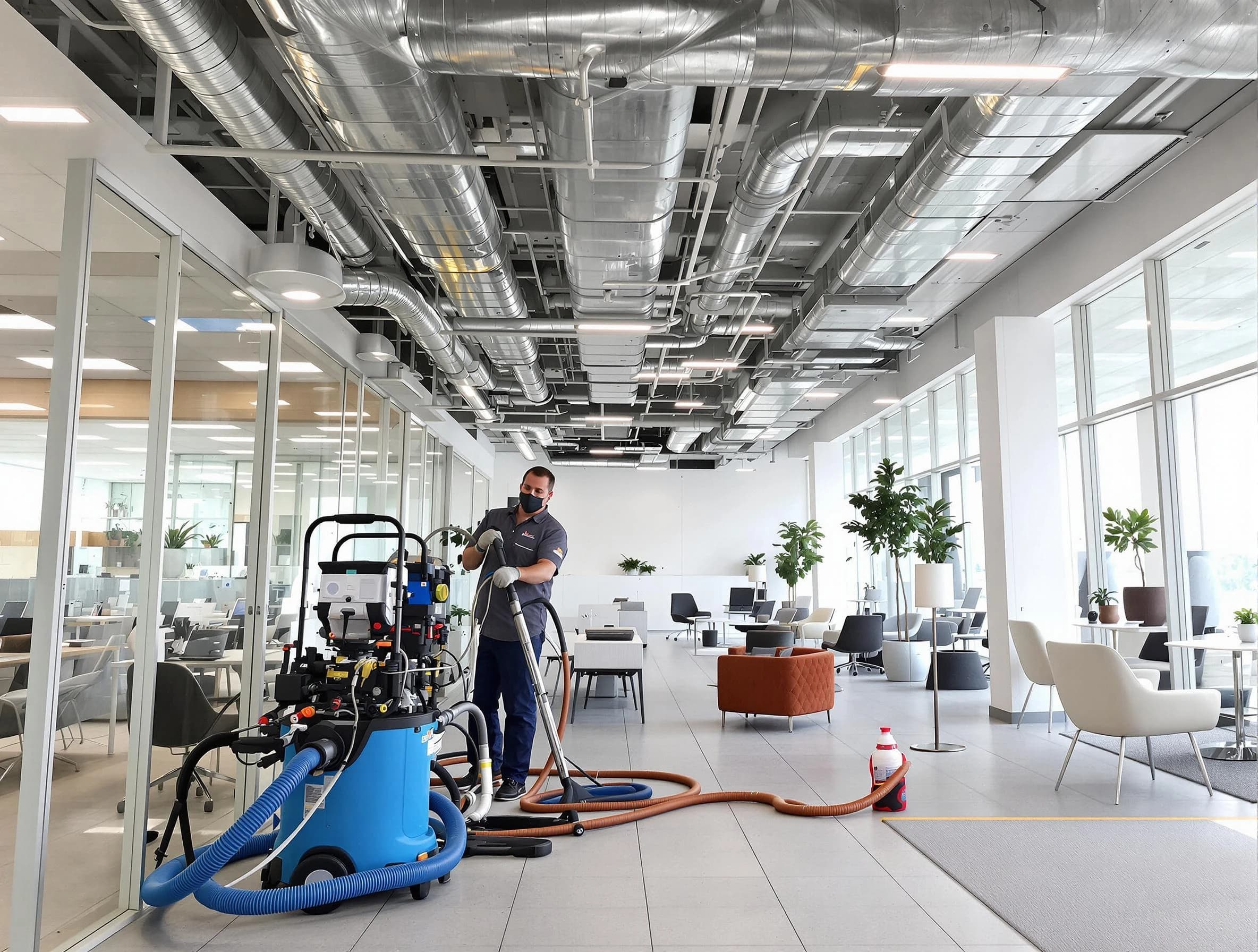 Salt Lake City Air Duct Cleaning team conducting comprehensive commercial duct cleaning at a business location in Salt Lake City