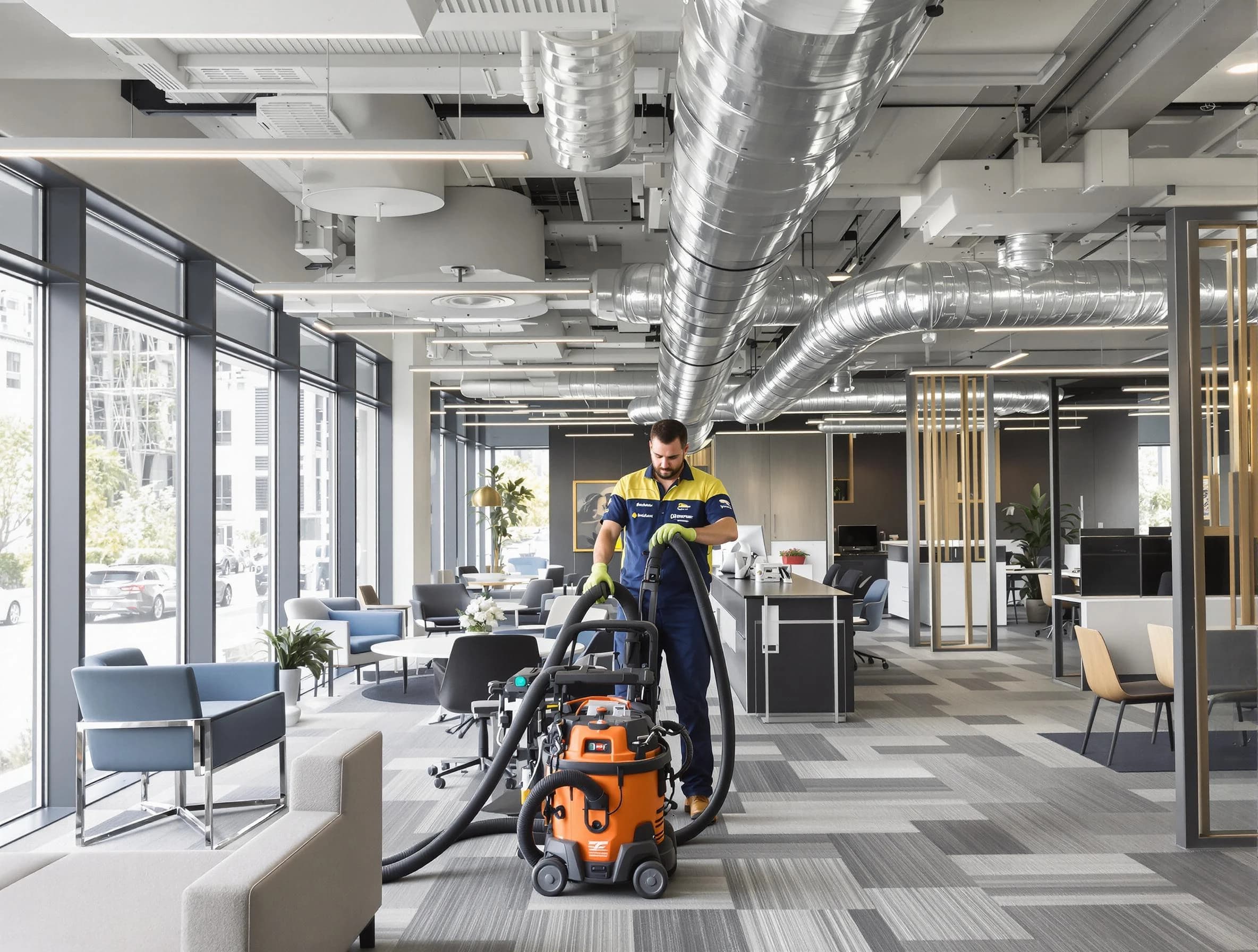 Salt Lake City Air Duct Cleaning team performing thorough commercial duct cleaning at a Salt Lake City business center