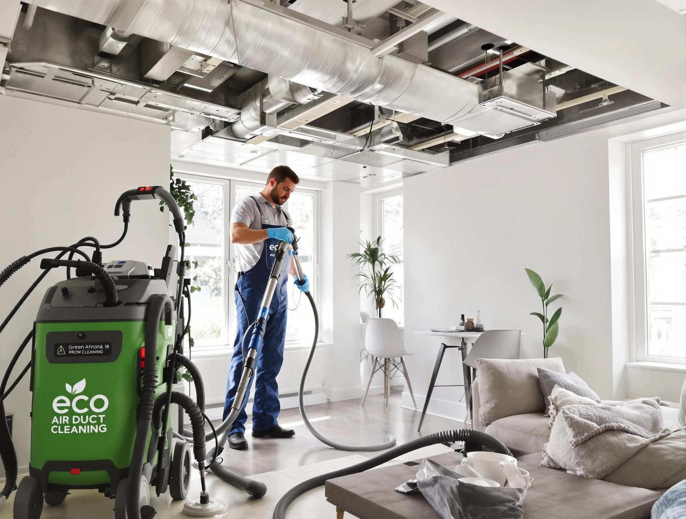 Salt Lake City Air Duct Cleaning technician performing eco-friendly duct cleaning using sustainable methods in Salt Lake City
