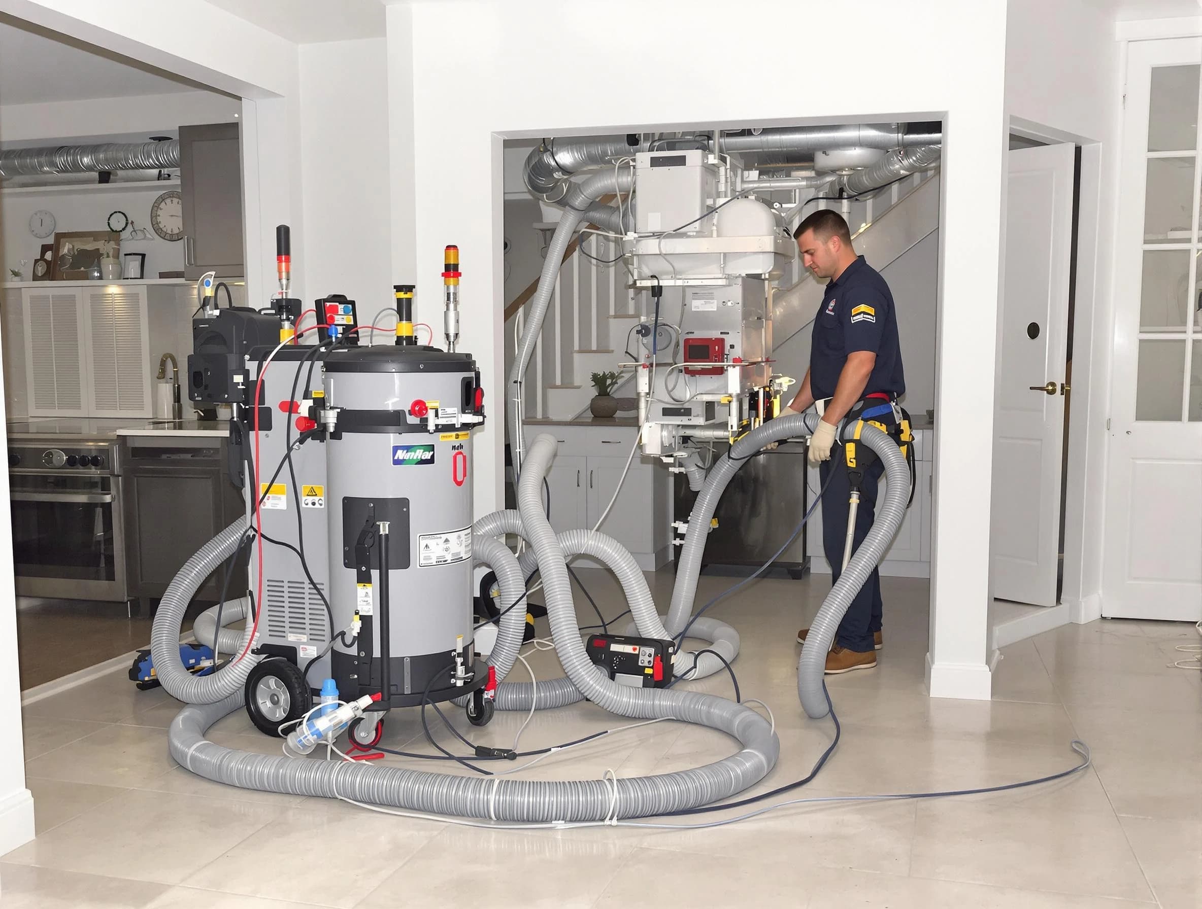 Salt Lake City Air Duct Cleaning technician operating negative pressure cleaning equipment for thorough duct maintenance in Salt Lake City
