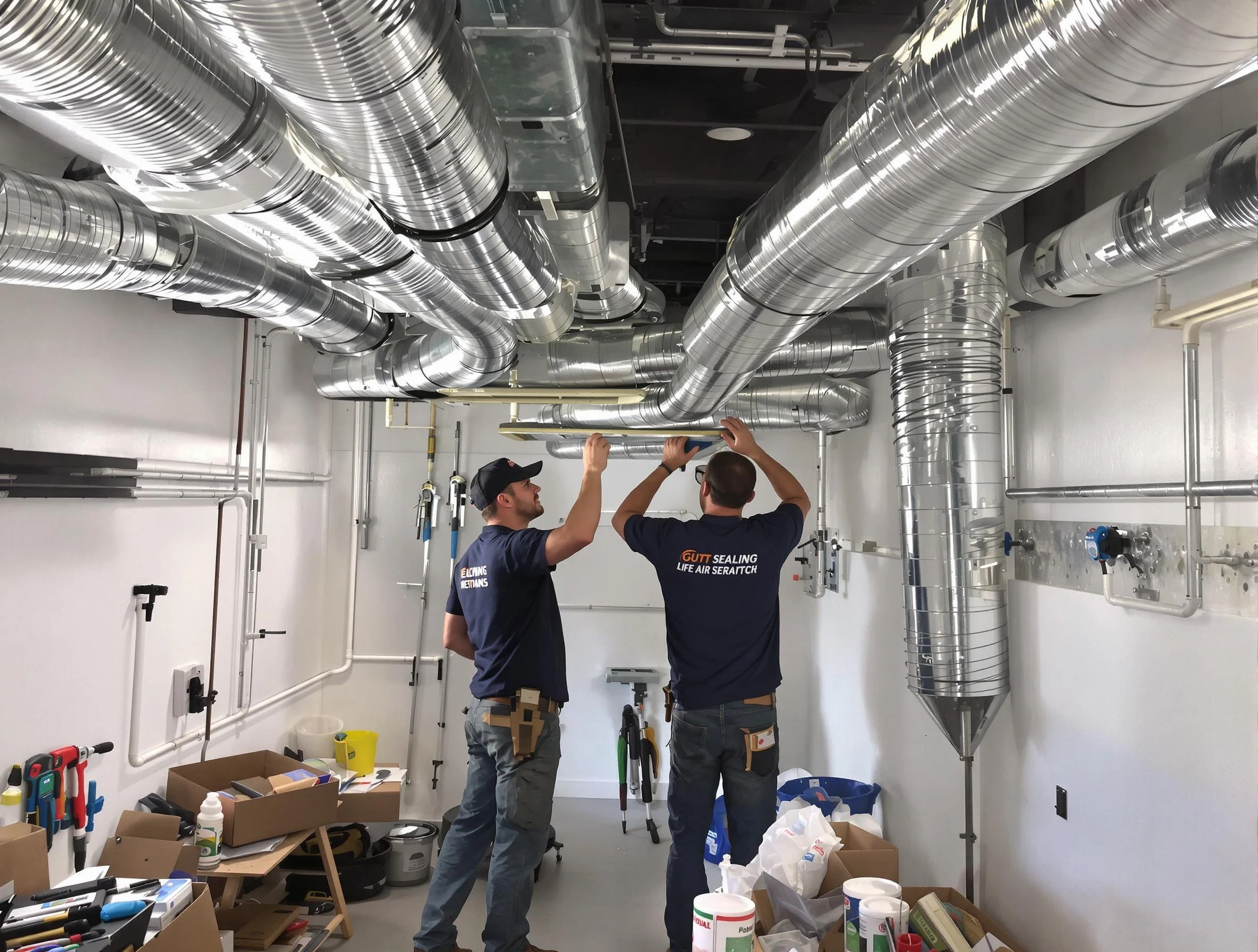 Salt Lake City Air Duct Cleaning technician applying professional duct sealing solutions in Salt Lake City