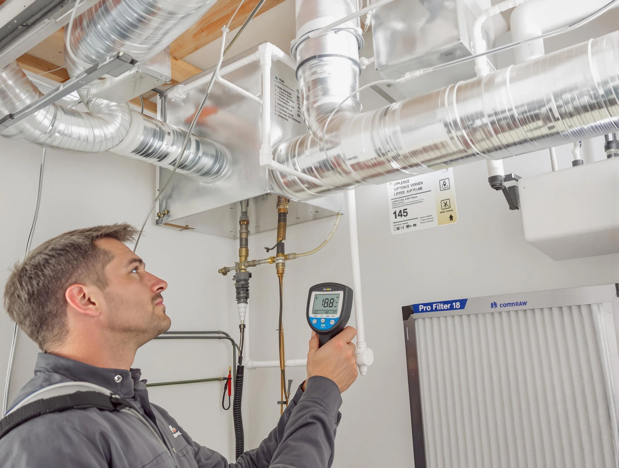 Salt Lake City Air Duct Cleaning expert conducting detailed filter system inspection using diagnostic tools in Salt Lake City